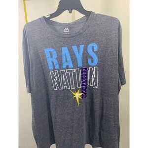 Majestic Tampa Bay Rays Nation MLB T-Shirt Mens 2XL Heather Navy Blue New